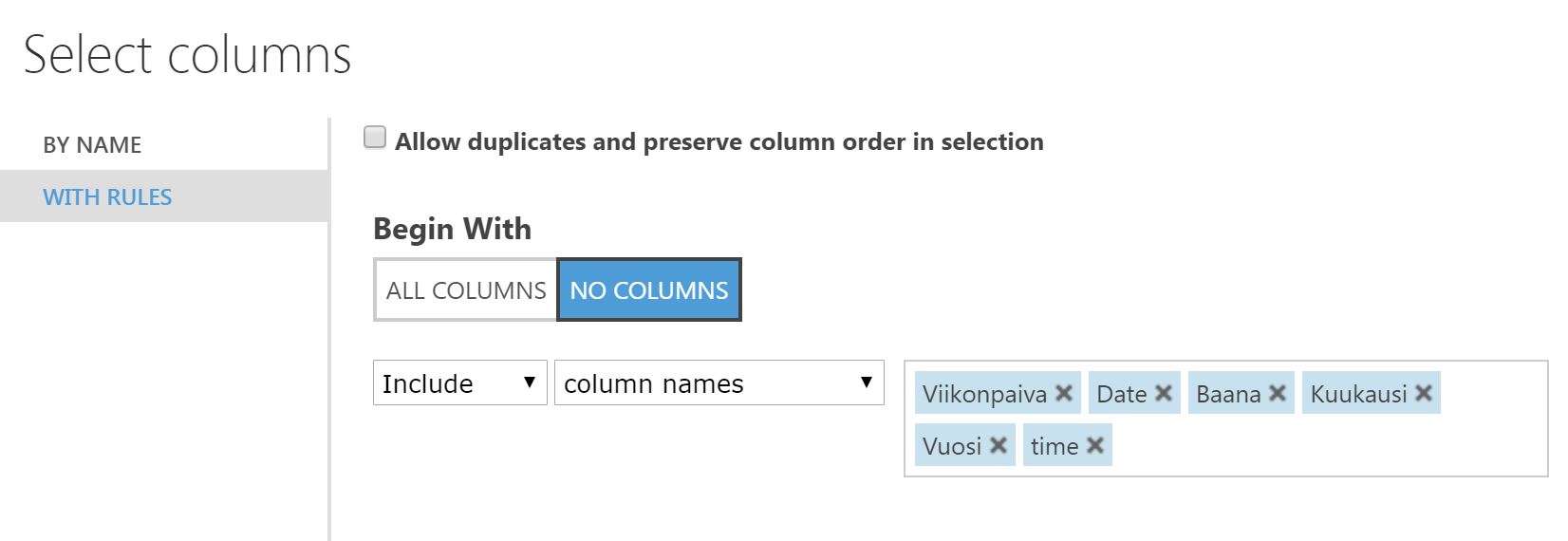 select columns